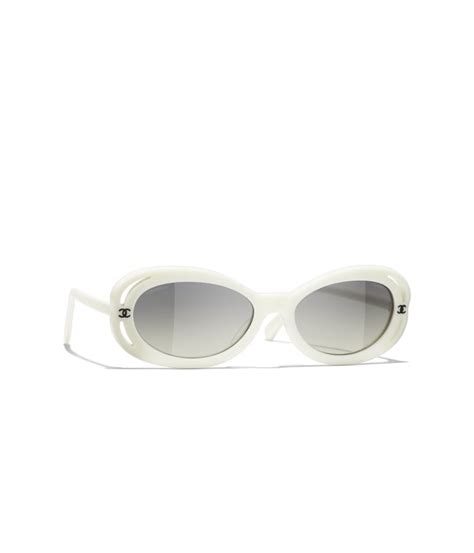 chanel oval sunglasses white